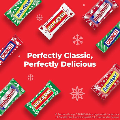Butterfinger, CRUNCH, Baby Ruth, 100 Grand Assorted Fun-Size Bars, Individually Wrapped Holiday Candy, 80 Count, 30.5 oz