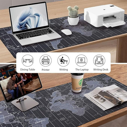 Map Patterns Desk Mat, Large Gaming Mouse Pad Non-Slip Rubber Base with Stitched Edges, Waterproof Protection for PC Laptop Home Office Desk Decor (31.5x15.7in)