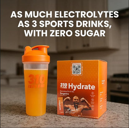 310 Nutrition Sugar Free Electrolytes Powder - Instant Hydration Packets Chris Eubank Jr. Edition - Caffeine-Free Rehydration Drink Mix w/Vitamin, Low Calorie & Keto Friendly - Tangerine 15 Singles