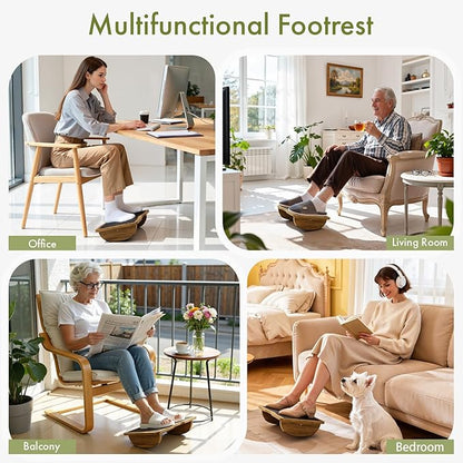 Ergonomic Wooden Footrest for Under Desk,Foot Rest with Anti-Slip Surface,Comfortable Desk Foot Stool for Office Home Gaming,Improve Posture & Promote Blood Circulation