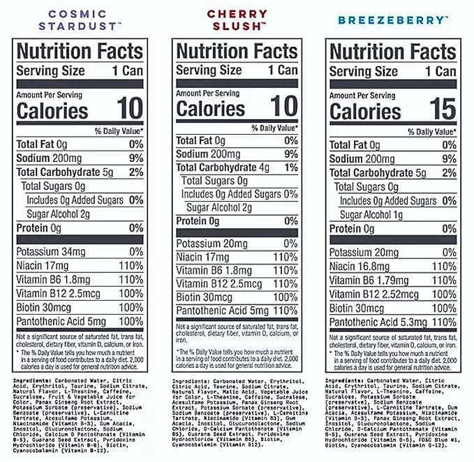 Alani. Nu Energy Drink Variety Pack | (Pack Of 15) | 12 Different Flavors : Mimosa, Arctic White, Dream Float, Blue Slush, Breezeberry, Cherry Slush, Hawaiian Shaved, Watermelon Wave -12 fl. oz - By The Munchie Mix
