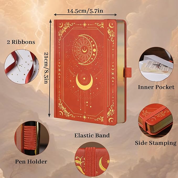 TIEFOSSI Lined Journal for Women Men, Vintage Notebooks with Bookmarks, Hardcover A5 College Ruled Notebook 316 Numbered Pages for Writing, Daily Journal for Work School, Note Taking