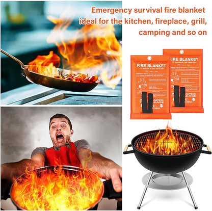 Jerify 15 Pcs Fire Blanket - Fiberglass Fire Emergency Flame Retardant Safety Fireproof Safety Suppression Cover Blanket for Kitchen, Home, Car and Office - 39 x 39 Inch (Orange)