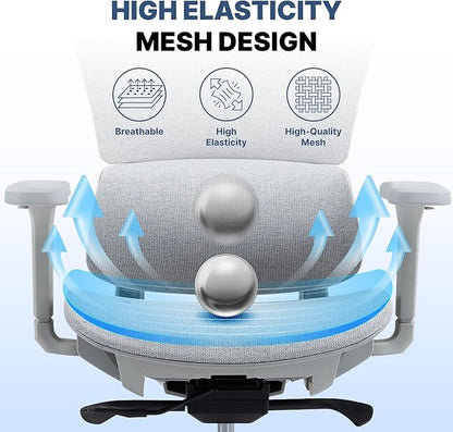 Mesh Ergonomic Office Chair with 4D Armrests,High Back Mesh Gaming Chair with Lumbar Support,Adjustable Seat Depth,2D Headrest for Big & Tall