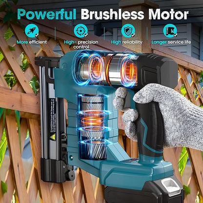 18GA Cordless Brad Nailer, 2 in 1 Nail Gun & Staple Gun for Makita 18V Bettery with 1000 Nails &1000 Staples, Battery Powered Nail Gun for Home Improvement(No Battery)