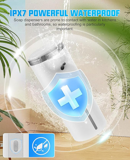 Automatic Soap Dispenser Touchless, 2025 Upgraded IPX7 Waterproof USB Rechargeable Liquid, Auto & Manual Modes, Adjustable 3 Level Volume, Hands-Free Soap Dispenser for Bathroom Kitchen