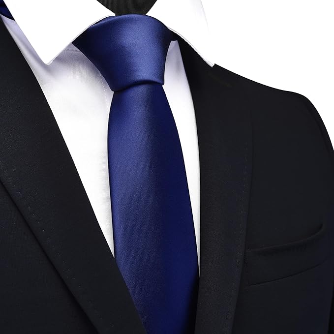 Branduce 3.15"（8cm） Mens Solid Satin Tie Pure Color Necktie for Business and Wedding + Gift Box