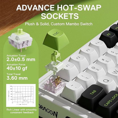 Redragon K686 PRO 98 Keys Wireless Gasket RGB Gaming Keyboard, 3-Mode PBT Mechanical Keyboard w/Hot-Swap Socket, Dedicated Knob Control & 5-Layer Noise Dampening, Custom Linear Switch