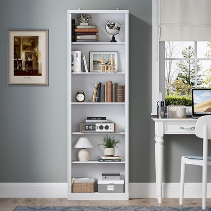 75" Tall Bookshelf, 6-Tier Floor Standing Bookcase with Adjustable Shelves, 24" Wide Open Storage Shelf, Modern Display Organizer for Home Office, Living Room, Bedroom, Study