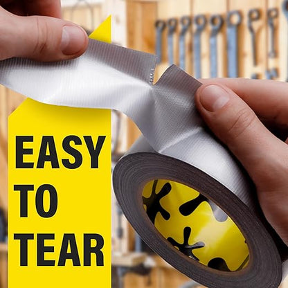 5-Pack Duct Tape - Heavy Duty, Waterproof - 90 Ft x 2 In - Silver, Flexible, No Residue, Easy Tear, All-Weather, Duct Tape Bulk for Outdoor Use, DIY, School, Office, B2B, Repairs, Supplies, Crafts