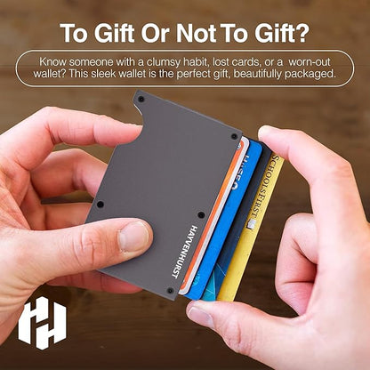 Hayvenhurst Wallet For Men - Reinvented Design Men's Wallet - Slim, Minimalistic & Seamless, Blocks RFID Scanners with a Cash Strap (Gunmetal)