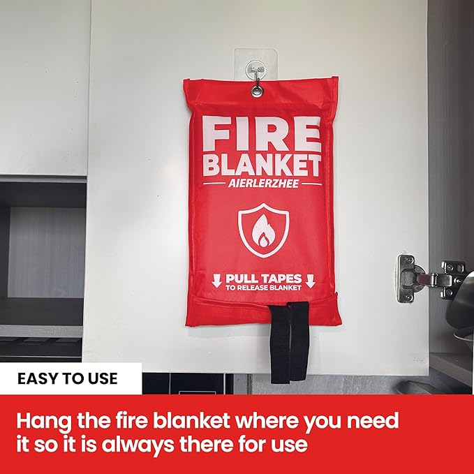 Fire Blanket - 4 Pack 40" x 40" Emergency Fire Blanket for Kitchen and Home,Fireplace,School,Warehouse,Grill