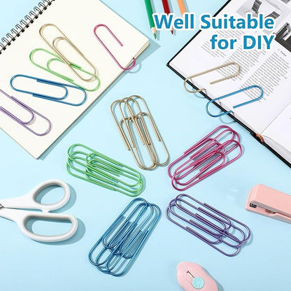 Hicarer 25 Pcs 4 Inch Large Paper Clips Jumbo 100 mm Metal Multicolored Giant Paper Clips Bright Coated Extra Large Mega Paperclips for Bookmark Office School Organizing Files Document (Vivid Color)
