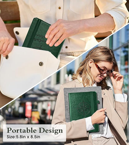 Dotted Journal Notebook for Women Men, 160 Pages Dot Grid Journals for Writing, A5 Hardcover Vintage Leather Bullet Journaling Notebooks for School, Work, Travel, Note Taking 5.8"x8.5"(Green)