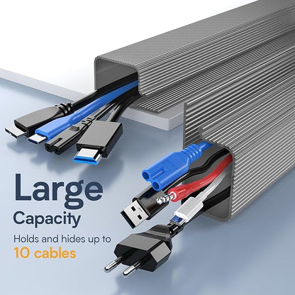 Delamu 157in Cable Management Under Desk, Safe & Tidy Under Desk Cable Management for Home & Office, Cord Organizer for Desks, Wire Organizer Kit, 10 Pack Grey