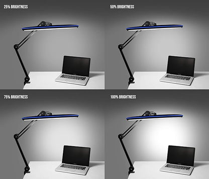 Neatfi XL LED Desk Lamp with Clamp – 2,200 Lumens, 23” Wide, Dimmable Task Light for Office, Study, Crafting & Nail Techs (Non-CCT with Clamp, Black)