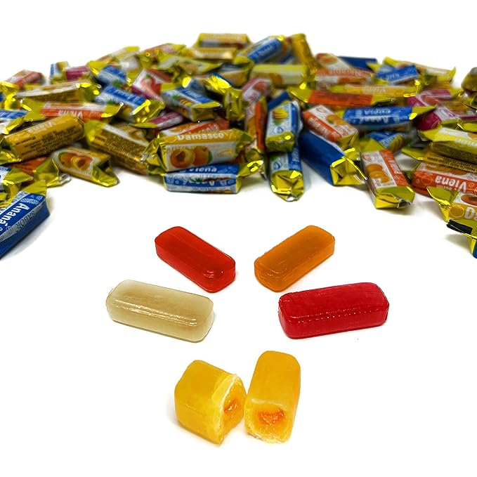 Holiday Fruity Hard Candy Filled With Real Fruit Pulp - 3 lbs - Peach, Strawberry, Pineapple, Orange and Lemon Flavored Bon Bons Filled with Real Fruit Pulp - Bulk American Vintage Candy Assortment - Individually Wrapped, 48 oz.