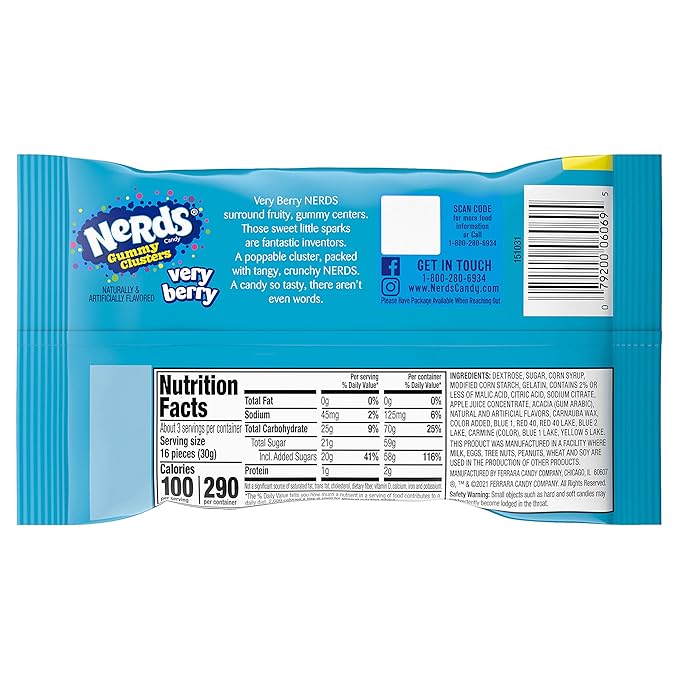 Nerds Gummy Clusters Candy, Very Berry, 3 Ounce (Pack of 24)