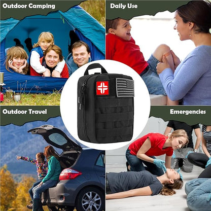 320 PCS Survival Kits First Aid Kit, Gifts for Men Christmas Him Dad, Survival Gear and Equipment with Tactical Molle Pouch for Car Camping Hiking Outdoor Adventure Earthquake Home Office
