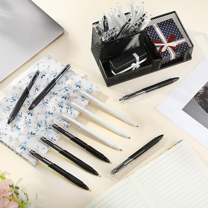 200 Pcs Gel Pens Bulk 0.5mm Black Gel Pen Retractable Fine Point Pens Quick Drying Smooth Writing with Comfortable Grip for School Office Journaling Note Taking and Homework (Black White)