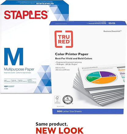 TRU RED Multipurpose Paper, 8 1/2" x 11", 500/Ream (513099-WH)