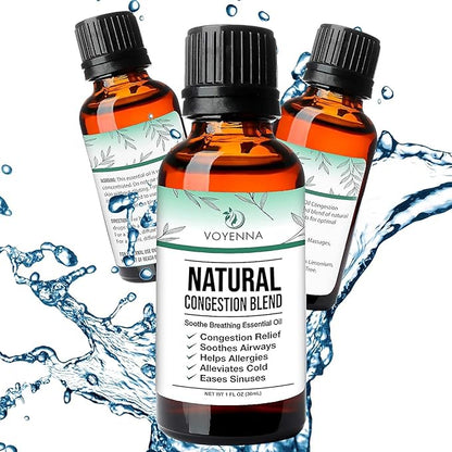 Essential Oil Breathe Blend for Diffuser, Humidifier, Aromatherapy & Rub with Peppermint & Eucalyptus Oils | for Headache, Allergy & Congestion