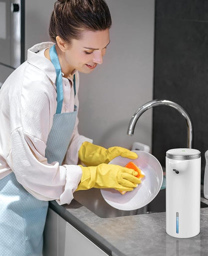 Automatic Soap Dispenser Touchless, 2025 Upgraded IPX7 Waterproof USB Rechargeable Liquid, Auto & Manual Modes, Adjustable 3 Level Volume, Hands-Free Soap Dispenser for Bathroom Kitchen