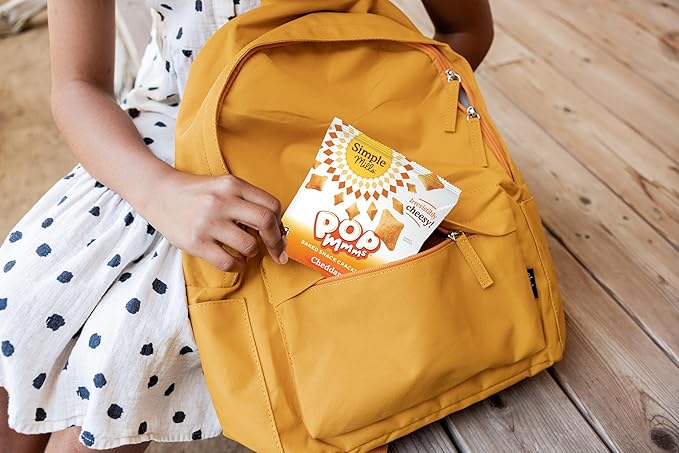 Simple Mills Pop Mmms Cheddar Baked Snack Pack Crackers, Healthy Halloween Snacks for Kids, Individual Packs, Gluten Free, 8 Ct (Pack of 2)