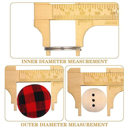 Konohan 2 Pcs Brass Vernier Caliper Pocket Handy Caliper Measuring Mini Tool Double Scale Sliding Gauge Metal Pocket Ruler for Bead Wire Jewels Rings Measurement