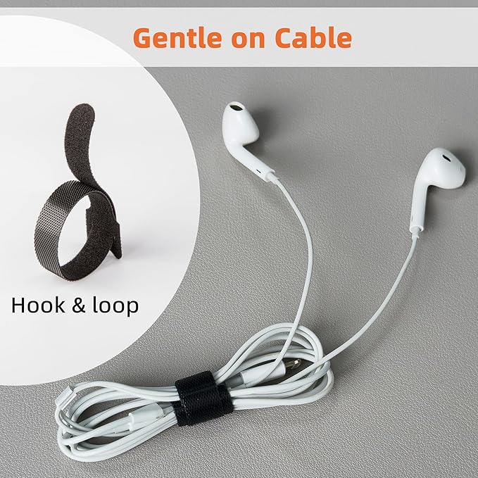 180PCS Reusable Cable Ties with Hook and Loop, Multi-purpose Adjustable 8 Inch Cable Management Wire Ties Cable Straps for Organizing Home, Office and Data Centers, Black