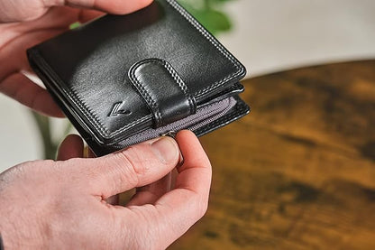 Soft Leather Wallet for Men - Mens Wallet Bifold with Zipper Coin Pocket - Holds Bills, Credit Cards, Coins - Carteras para Hombres Piel - Billeteras de Hombres Cuero Original - RFID Blocking.