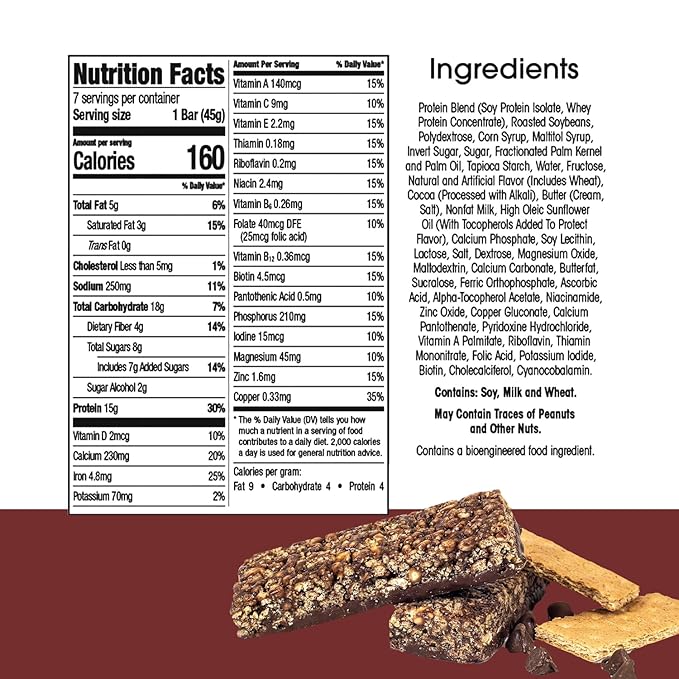 BestMed - High Protein Nutrition Bar - Low-Carb, 15g Protein, Low Sugar, High Fiber, Low Calorie, Meal Replacement Bar (Fudge Graham, 1 Box - 7 Count)