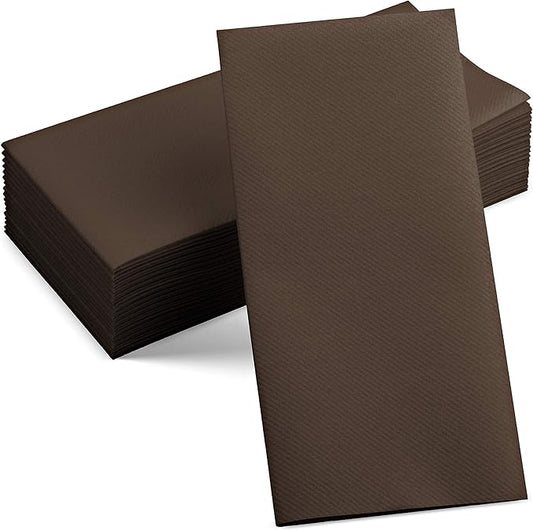 50-Pack Disposable Linen-Feel Brown Napkins, 12" x 17" Cloth-Like Paper Dinner Napkins For Wedding, Bathroom, Party Or Event