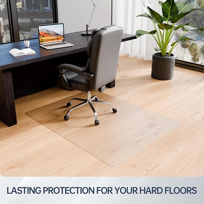 Desk Chair Mat for Hard Floors, 48" x 30" Office Clear Protector Mat for Hardwood, Easy Glide Plastic Floor Mat for Office Home (Rectangle)