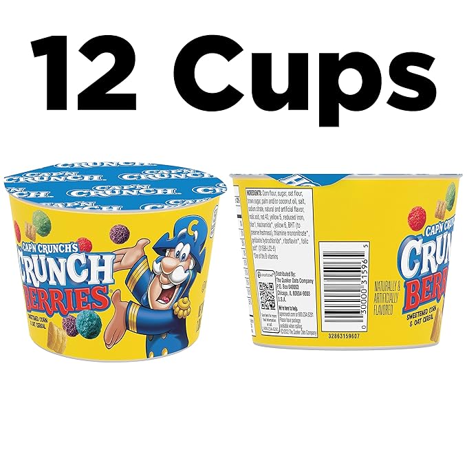 Cap'n Crunch Breakfast Cereal, Crunchberries, 1.3 Ounce (Pack of 12)