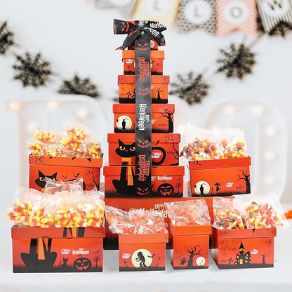 3 Flavor Variety Pack, Candy Corn (1.5 lbs), Autumn Mix (1 lb), Jelly Pumpkins (1 lb), Total 3.5 Lbs, Individually Wrapped, Festive Gift Tower