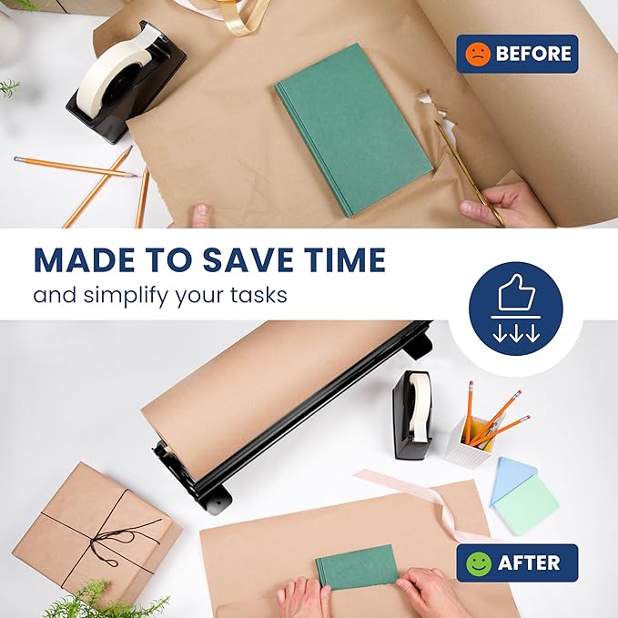 DIY Crew 12 Inch Paper Roll Dispenser and Cutter - Heavy-Duty Wall Mountable, Non Slip Tabletop - Kraft, Freezer, Butcher Paper - Up to 1000ft Rolls