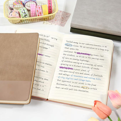 Lined Journal Notebook for Work College Ruled Note Book 5.79"x8.27" A5 PU Leather Daily Journaling 216 Pages for Women Men Writing Home School Supplies Business (Grey)