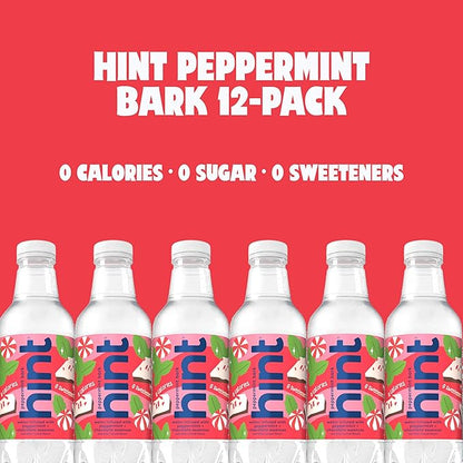Hint Fruit-Infused Bottled Water, Peppermint Bark- Sugar Free Flavored Water with Zero Calories, Naturally Flavored, and No Artificial Sweeteners - 16 Fl Oz (Pack of 12)