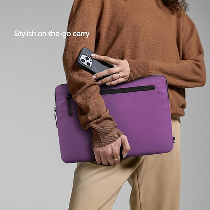 Incase Compact Laptop Sleeve with Flight Nylon - 16 Inch MacBook Pro and Laptop Case – Slim Computer Sleeve with Faux Fur Lining, Front Accessory Pocket with Zipper - Nordic Mauve