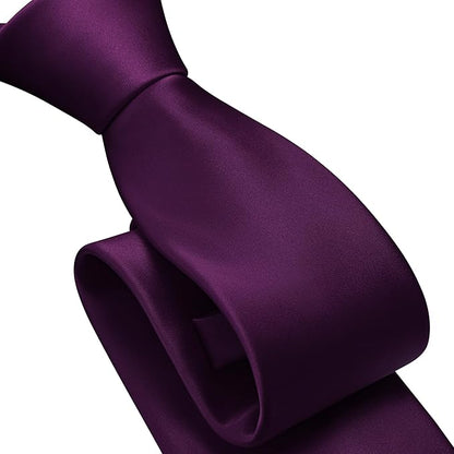 Branduce 3.15"（8cm） Pre-tied Adjustable Zipper Tie and Lapel Pin Solid Necktie Handkerchief Set for Men