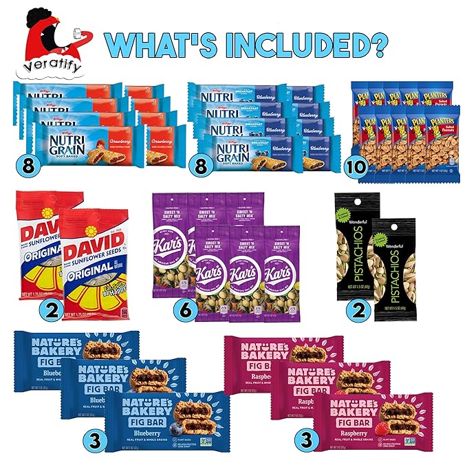 Snacks Gift Variety Basket for Adults (101 Count) Snacks Gift Variety Package Gift Arrangement Perfect for Men, Women, Adults, Military, Office, School, Work, Employee Appreciation - Gift Basket