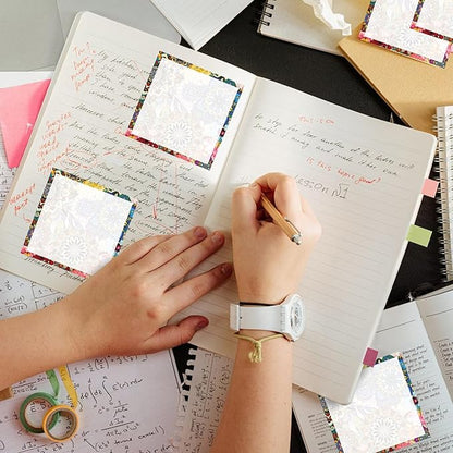 Sticky Notes 3x3 Inches, 2 Pack Cute Colorful Bright Self-Stick Note Pads, Easy to Post for Home, Office, Notebook, Meeting Luxuious Flowers