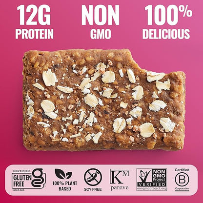 The GFB Oatmeal Raisin Protein Bars - Gluten Free, Plant Based, Non GMO, Sustainably Made – Ridiculously Tasty, Healthy, Vegan, Nutrition Snack Protein Bars, 2.05 oz (12 Count)