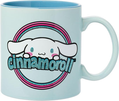 Silver Buffalo Sanrio Hello Kitty and Friends Cinnamoroll Rainbow Glitter Ceramic Mug, 20 Ounce