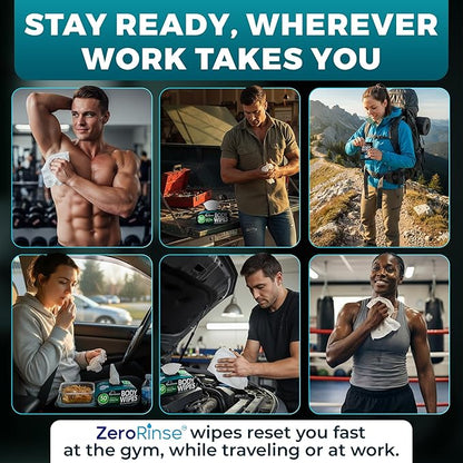 Travel Body Wipes for Men - 20 XL Shower Wipes for Adults Bathing No Rinse - Individually Wrapped 10”x10” Disposable Washcloths, Face Towels, Gym Mens Deodorant Sheets, Camping Essentials & Must Haves