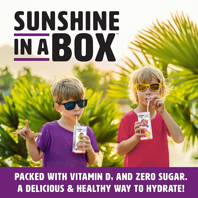 ShineWater Kids x Paw Patrol Vitamin D Grape Raspberry Juice Boxes | No Added Sugar | Naturally Flavored Drink for Kids | Vegan Gluten Free Hydration | 32 Pack