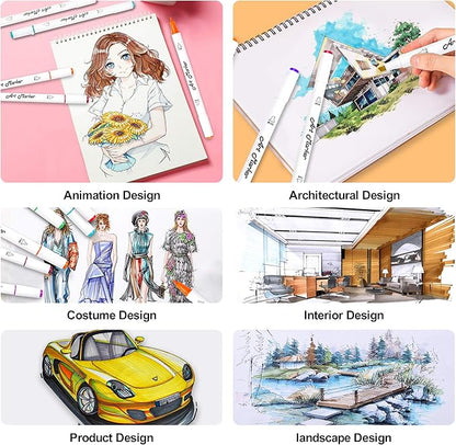 Lelix 30 Colors Art Markers, Dual Tip Permanent Marker Pens Highlighters Perfect for Kids Adults Artist Drawing Sketching Card Making & Coloring Books