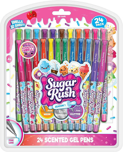 Sugar Rush Scented Pen and Marker Bundle – 56-Count Art Supplies Set with Gel Pens, Fineline Markers, Retractable Pens, and Candy Scented Markers – Non-Toxic for Kids Ages 3+