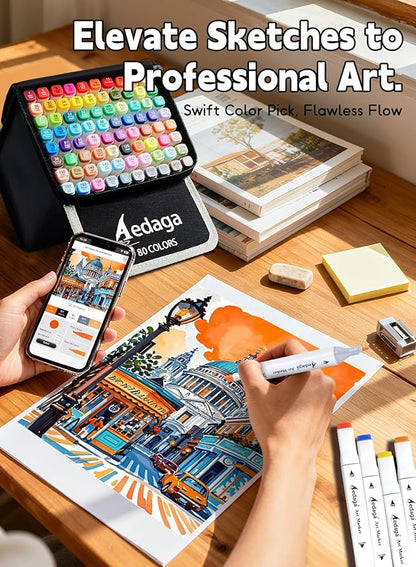 YHC 280 Colors Alcohol Markers for Artists, Free APP for Coloring, Dual Tips Alcohol-Based Markers for Drawing,Painting and Sketching, Great Gift Idea for Adults